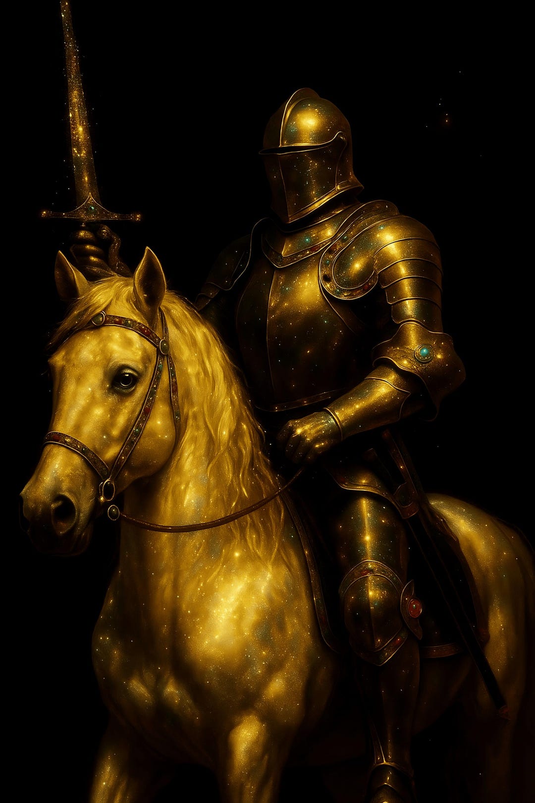 Golden Knight Wall Art Print Digital Download Fantasy Horse - Etsy