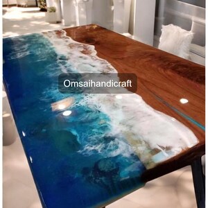 Custom-Made Ocean Wave Epoxyhars Center Sofa Eettafelblad Natuurlijk acaciahout Live Edge Keukenplaat Meubels Top Hotel Bureau Decor
