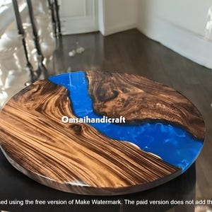 Walnut Epoxy Resin River Coffee Table: Modern Living Room Furniture