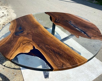 New Designer Wooden and Marble Table with Cobination Round Epoxy Coffee, Epoxy Resin Dining and Living Room Table for Shows Home Decor