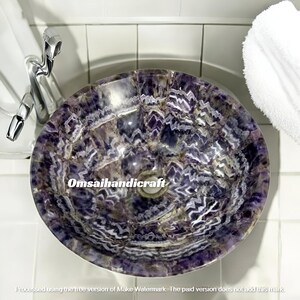 Amethyst Sink Wash Basin Stone Hand Wash Basin, Natural Amethyst Stone Kitchen Sink Accessories Wash Basin for Hotel Decor