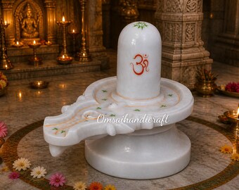 Lingam de Shiva de mármol blanco hecho a mano para decoración de templos, hogares y mandires, artículo de regalo