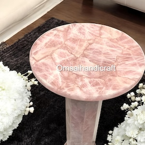 24&quot; Rose Quartz Coffee Table: Crystal Gemstone Accent Decor