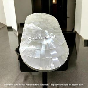 Selenite Center Sofa Dining Table – Unique Natural Crystal Slab for Modern & Traditional Interiors Farmhouse Furniture Top Housewarming Deco
