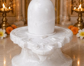 Handcrafted White Marble Shiva Lingam | Temple & Home Mandir Decor