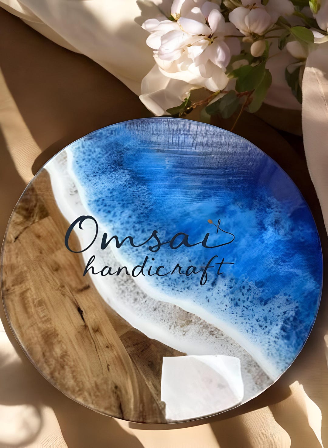 Handmade Ocean Wave Epoxy Resin Coffee Table: Coastal Beach House Decor ...