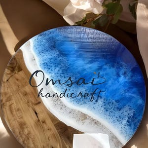 Handmade Ocean Wave Epoxy Resin Coffee Table: Coastal Beach House Decor