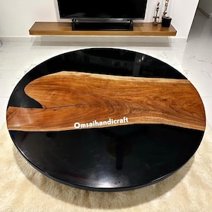 Handmade Live Edge Walnut Epoxy Resin Coffee Table: Custom Stand Options