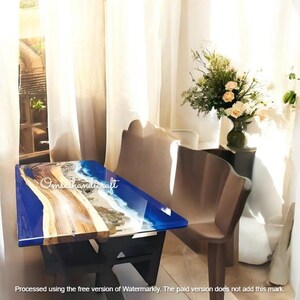 Walnut Live Edge Resin River Desk: Modern Home Decor