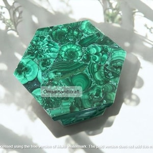 5 &quot;x5&quot;x2&quot; handgemachte Schmuckschatulle aus Malachitstein - Elegante grüne Edelsteinbox für Andenken und Accessoires für stilvolle Innenräume Dez