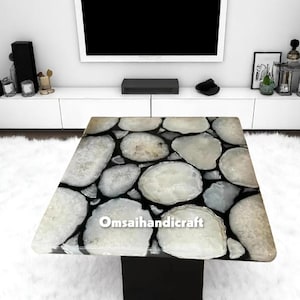 Handmade White Agate Table Top: Living Room Decor
