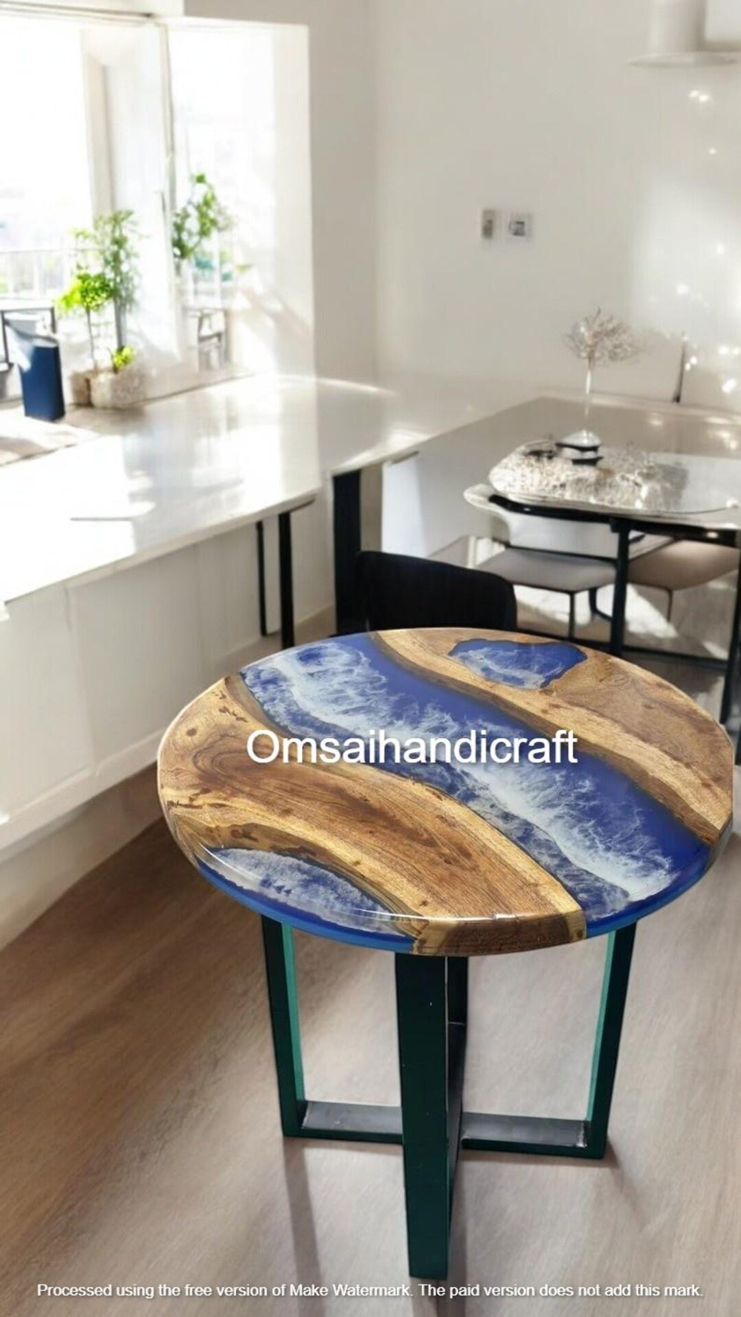Epoxy Resin Coffee Table: Live Edge Acacia Wood, Modern Ocean Wave ...