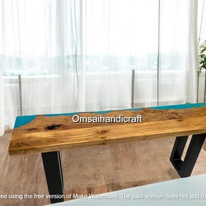 Handmade Epoxy Resin Dining Table – Natural Acacia Wood Live Edge River Table for Modern Living Room or Rustic Hallway Furniture Cafe Decors