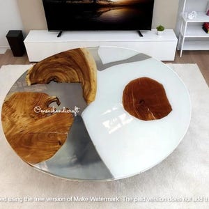 Acacia Wood & Epoxy Resin Coffee Table: Live Edge Farmhouse Decor