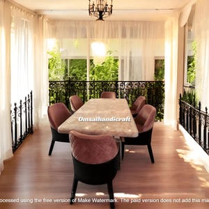 Handcrafted Rose Quartz Dining Table Top: Modern Elegance