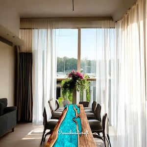 Epoxy Ocean wave Dining Table Handmade Resin Counter Top Table Coastal Beach Theme Furniture Perfect for Living Room Decor