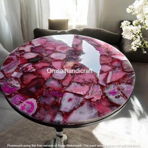 Custom Pink Agate Coffee Table – Elegant and Unique Gemstone Design for Statement Home Pieces Kitchen Balcony Living Room Furniture Decors