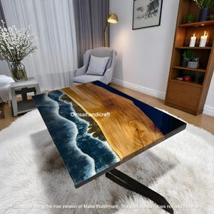Ocean Wave Epoxyhars Console Bar Tafel Moderne Woonkamer Meubels Luxe Houten Keukenplaat Top Housewarming Bureau Decors