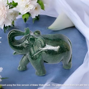 Estatua de elefante de jade natural de 3 &quot;, figura de piedra verde tallada a mano para el hogar, escultura de buena suerte y prosperidad, figuras, regalo de inauguración de la casa, decoración