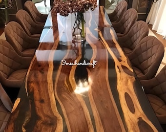 Handcrafted  Dining Table Stunning Resin Art with Unique Home And Living Room Furniture Top Modern Office Meeting Desk Hallway & Hotel Decor