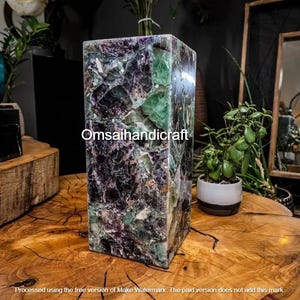 Handcrafted Fluorite Crystal Lamp: Elegant Home Decor