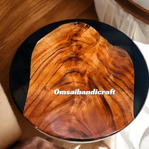 Handmade Acacia Live Edge Coffee Table: Black Epoxy Resin Desk