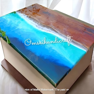 Made To Order Ocean Wave Epoxyhars Center Eettafel Handgemaakte Live Edge acaciahouten meubels voor moderne cafetaria en interieurdecoraties