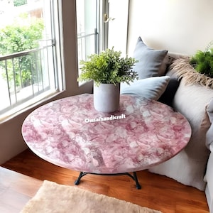 Rose Quartz Table Top, Ideal for Contemporary Dining Space Beautiful Rose Quartz Table Furniture Timeless and Elegant Addition to Any Room
