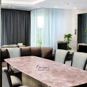 Rose Quartz Stone Dining Table Elegant Stylish Home Furniture: Modern Hallway Decor And Office Meeting Desk Perfect For Any Space