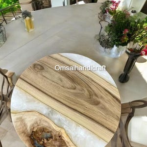 White Resin Epoxy Coffee Wood Hallway Side Table Top Elegant Sofa Center Office Meeting Desk Handmade Kitchen Furniture Decors