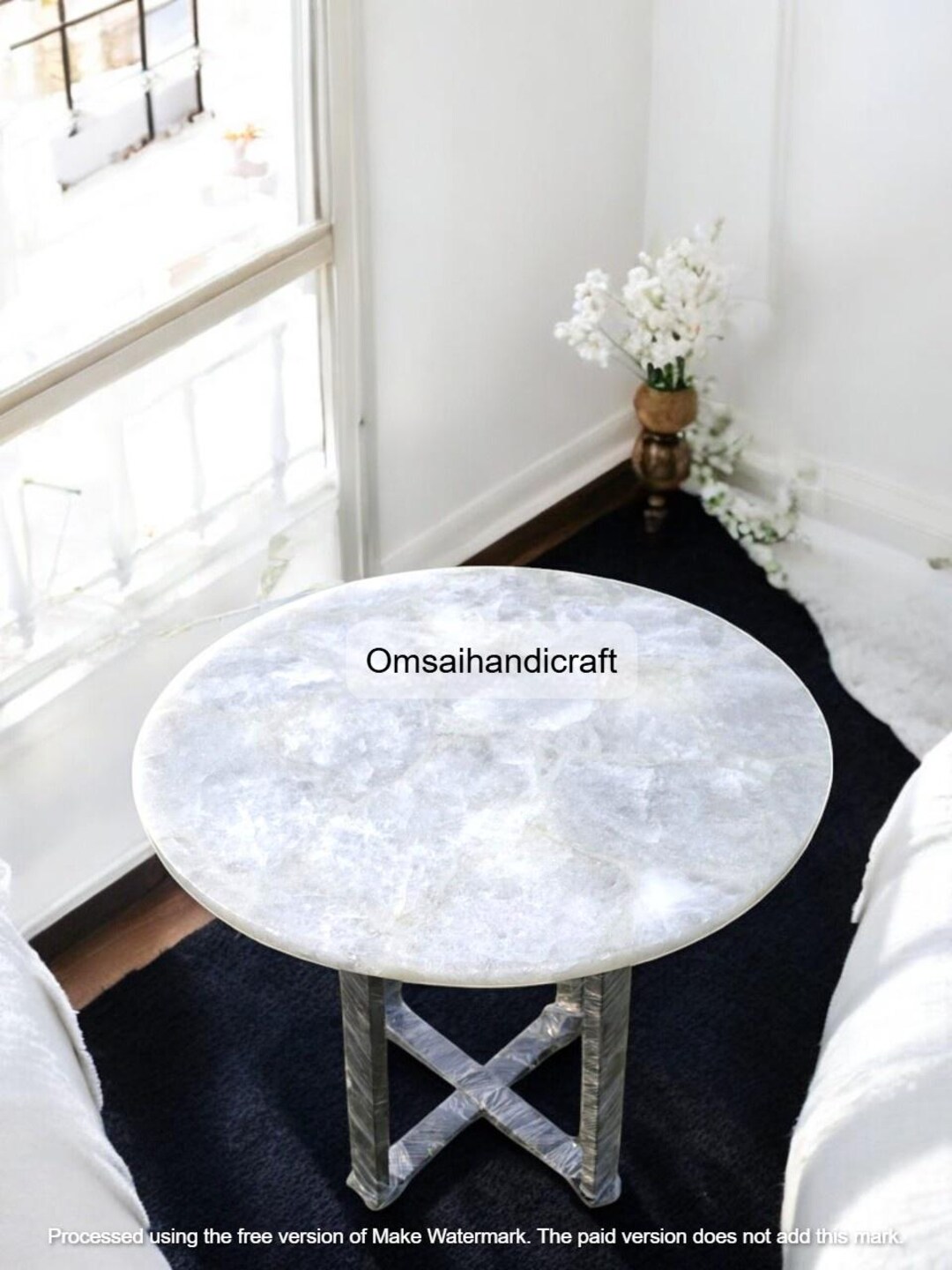 Handmade White Quartz Coffee Table: Modern Living Decor - Etsy