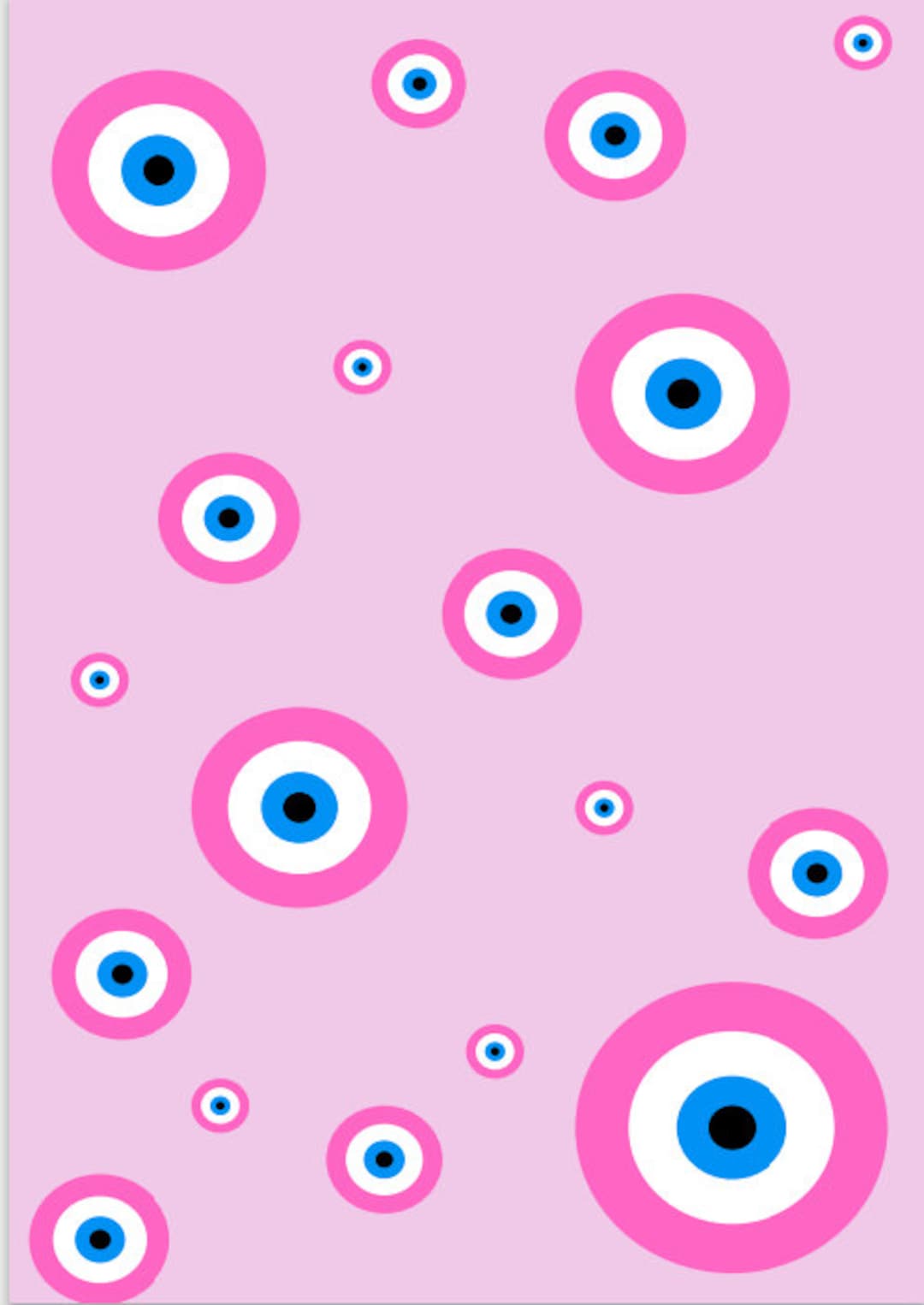 Printable Poster Digital Download PDF Art Pink Evil Eye Etsy