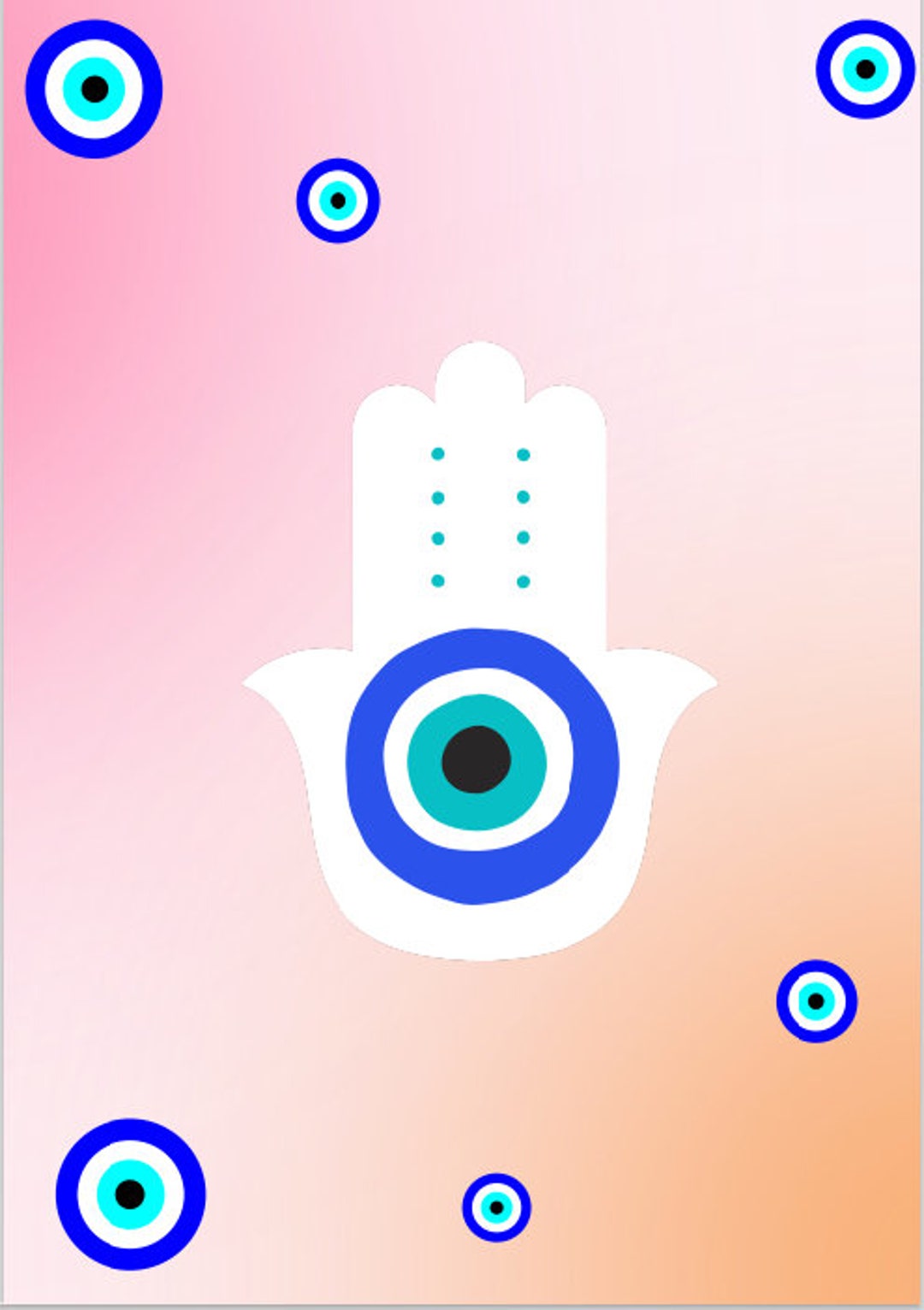 Printable Digital Download Poster Art PDF Evil Eye Hamsa Hand - Etsy
