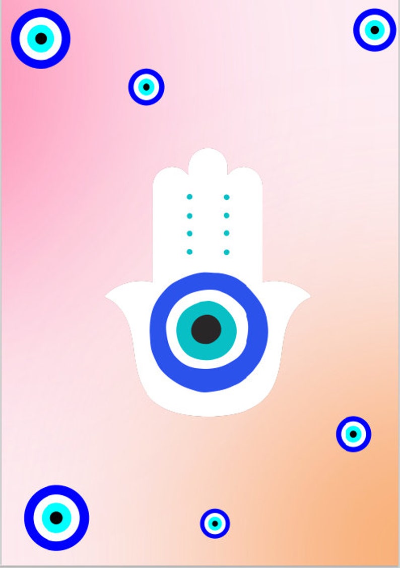 Printable Digital Download Poster Art PDF Evil Eye Hamsa Hand - Etsy