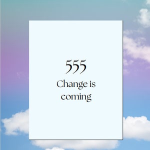 Printable Digital Download Art PDF Angel Numbers 555-999 Cloud background