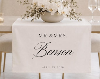 Wedding Table Runner, Sweetheart Table Sign, Custom Fabric Table Runner, Wedding Decor, Linen Wedding Sign, Fabric Table Decor for Wedding