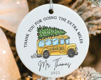 Bus driver ornament, Bus driver appreciation, Thank you for going the extra miles ornament, Ornament for a bus driver, Thank you bus driver