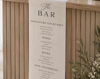 Fabric Wedding Bar Sign, Bar Menu Sign, Drink Menu Sign, Custom Linen Bar Sign, Wedding Decor, Wedding Banner