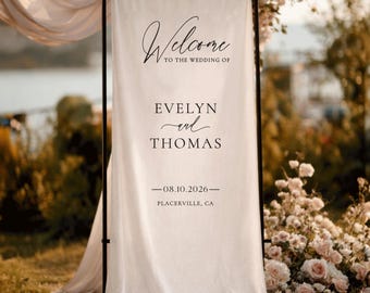 Cartello di benvenuto personalizzato in tessuto per matrimoni, cartello di benvenuto in lino, striscione per matrimoni, decorazioni moderne per matrimoni, cartello rustico per matrimoni, cartello per festa di fidanzamento