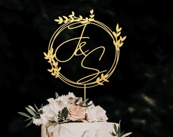 Topper per torta con iniziali e monogramma, Topper per torta con iniziali personalizzate, Topper per torta con monogramma personalizzato, Topper per torta con lettere personalizzate, Topper per torta nuziale