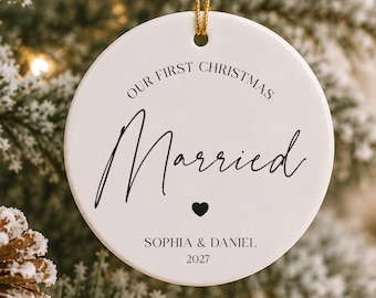 First Christmas Married Ornament, Christmas Gift for Newlyweds, Married Christmas Ornament, Husband Gift, Wife Gift, Personalized