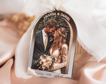 Regalo di nozze personalizzato, regalo di anniversario per coppia, ornamento di nozze con foto personalizzata, regalo per marito e moglie