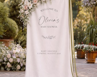 Baby Shower Welcome Sign, Custom Linen Baby Shower Sign, Fabric Welcome Sign, Baby Shower Decor, Baby Shower Banner