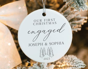 First Christmas Engaged Ornament, Engaged ornament, First Christmas Ceramic Ornament, Engaged ornament 2023,  First Christmas keepsake