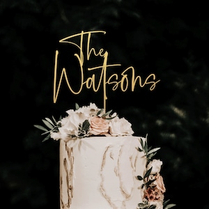 Topper per torta personalizzato, Topper per torta con cognome, Personalizzato, Topper per torta Mr e Mrs per matrimonio, Topper per torta nuziale, Topper per torta personalizzato