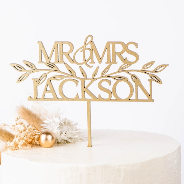 Gold Mr and Mrs Cake Toppers for Wedding, Wedding cake topper, Custom wedding cake topper, Wedding decor, Gold, Silver, Rose gold, Natural