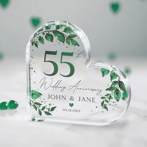 Regalo personalizzato per il 55° anniversario, regalo ricordo per il 55° anniversario di smeraldo, targa per il 55° anniversario di matrimonio, regalo di anniversario per coppia