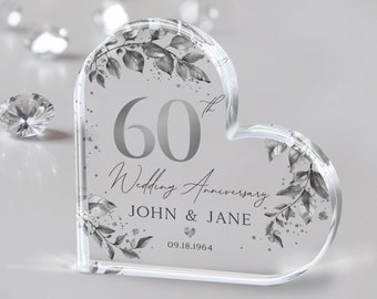 Diamant 60-jarig jubileumcadeau, gepersonaliseerd cadeau 60-jarig jubileum, diamanten aandenken gedenkplaat, 60-jarig jubileumcadeau voor ouders