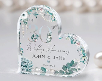 Personalized 30th Anniversary Gift, 30th Pearl Anniversary Gift, Anniversary Acrylic Plaque, Pearl Wedding Anniversary Gift for Couple