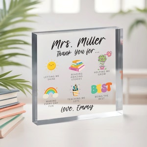 Personalisierte Lehrer Geschenk, Gründe, warum ich meine Lehrerin liebe, Lehrer Geschenk, Danke Geschenk für Lehrer, Lehrer Acrylglas, Kindergärtnerin Geschenk